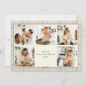 Funky Velvet Christmas Boho Red Bow 6 Photo Feestdagenkaart (Achterkant)