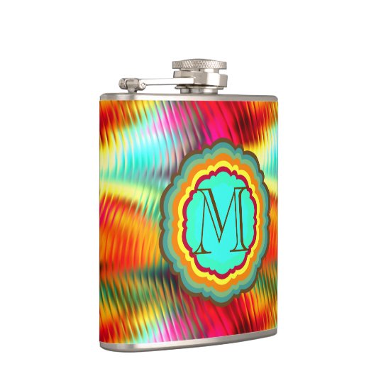 Funky, Vibrant Rainbow Monogram Heupfles (Rechts)