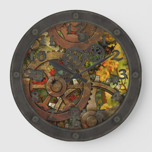 Funky Victoriaans Brass Steampunk met gezicht Grote Klok (Voorkant)