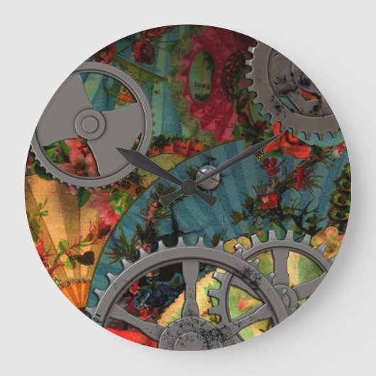 Funky Victoriaans Pewter Steampunk Grote Klok (Voorkant)