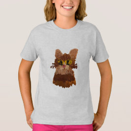 Funky Vinger Schilderen van een Kat Gezicht Tee Sh T-shirt
