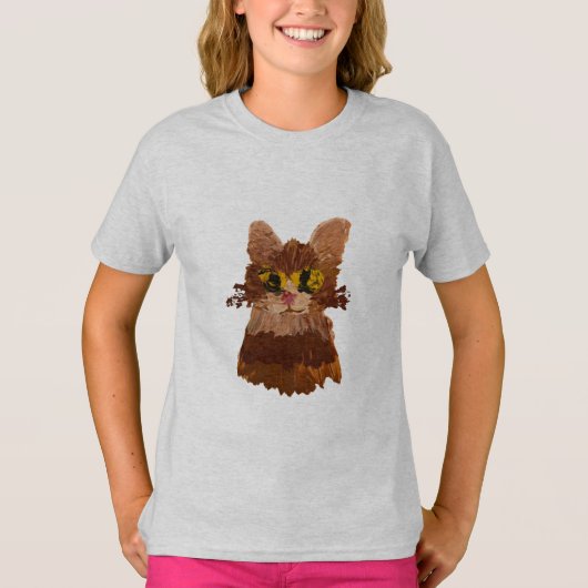 Funky Vinger Schilderen van een Kat Gezicht Tee Sh T-shirt (Voorkant)