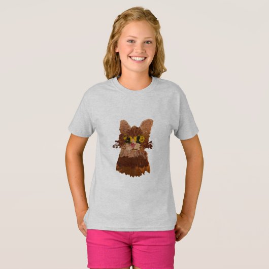 Funky Vinger Schilderen van een Kat Gezicht Tee Sh T-shirt (Voorkant volledig)