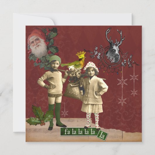 Funky Vintage Kerstkaart van de Collage van (Voorkant)