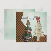 Funky Vintage-kerstkaartje voor kerstmis Feestdagenkaart (Voorkant / Achterkant)