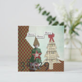 Funky Vintage-kerstkaartje voor kerstmis Feestdagenkaart (Staand voorkant)