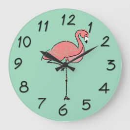 Funky vintage pink flamingo  grote klok