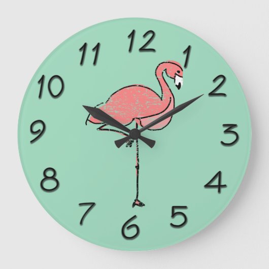 Funky vintage pink flamingo  grote klok