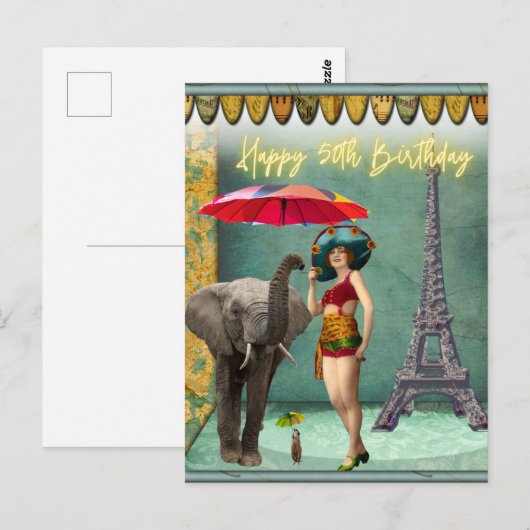 Funky Vintage Vrouw 50ste Verjaardag Briefkaart (Voorkant / Achterkant)