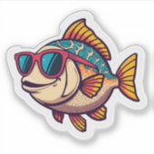 "Funky Vis met Zonnebril Sticker (Voorkant)