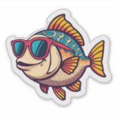 "Funky Vis met Zonnebril Sticker (Voorkant)