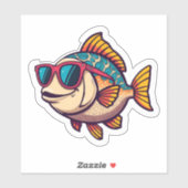 "Funky Vis met Zonnebril Sticker (Vel)