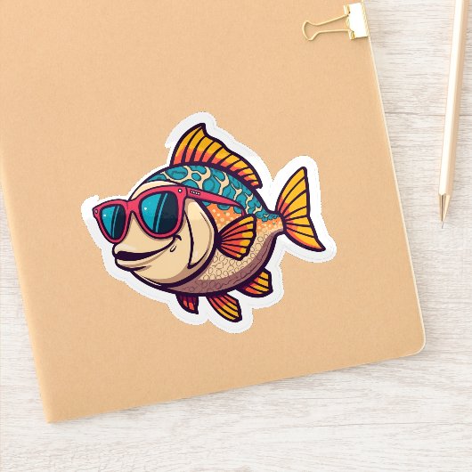 "Funky Vis met Zonnebril Sticker (Notitieboek)