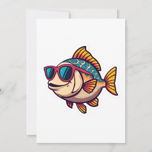 Funky Vis met Zonnebril Sticker Kaart (Voorkant)