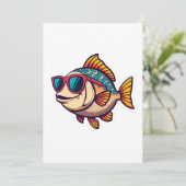 Funky Vis met Zonnebril Sticker Kaart (Staand voorkant)