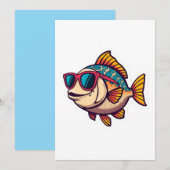 Funky Vis met Zonnebril Sticker Kaart (Voorkant / Achterkant)