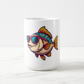 "Funky Vis met Zonnebril Sticker Koffiemok (Center)
