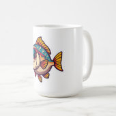 "Funky Vis met Zonnebril Sticker Koffiemok (Voorkant rechts)