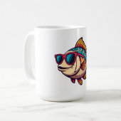 "Funky Vis met Zonnebril Sticker Koffiemok (Voorkant links)