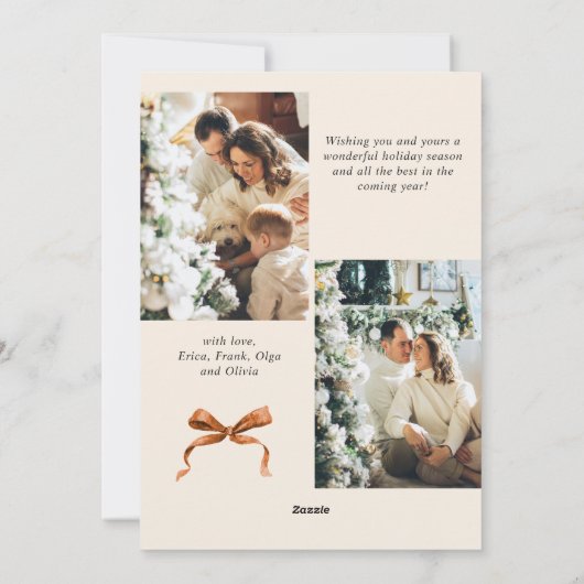 Funky vrolijk kerstfeest Boho lint 3 foto Feestdagenkaart (Achterkant)