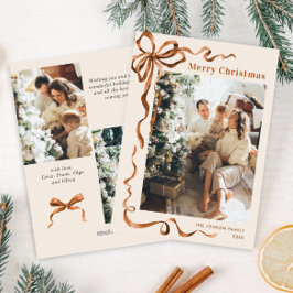 Funky vrolijk kerstfeest Boho lint 3 foto Feestdagenkaart