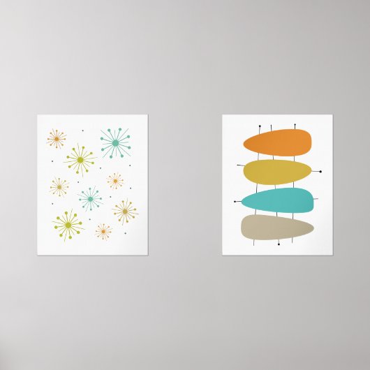 Funky vuurwerk Abstracte cirkels midden van de eeu Muurkunst Sets (Voorkant)