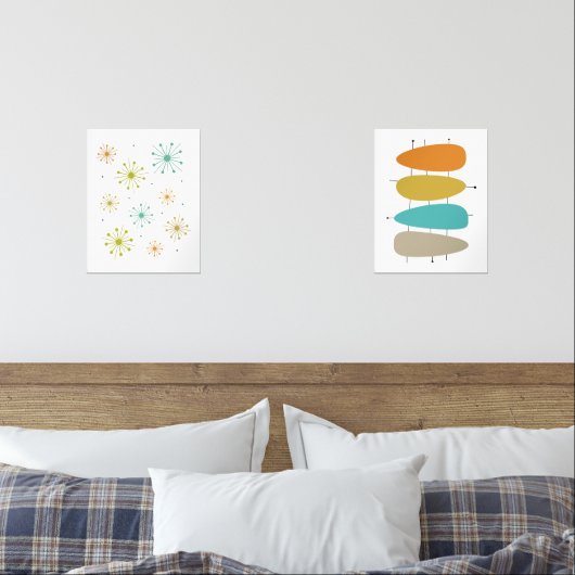 Funky vuurwerk Abstracte cirkels midden van de eeu Muurkunst Sets (Slaapkamer)