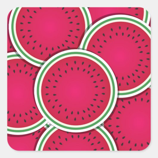 Funky watermeloen plakjes vierkante sticker (Voorkant)
