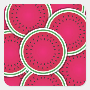 Funky watermeloen plakjes vierkante sticker