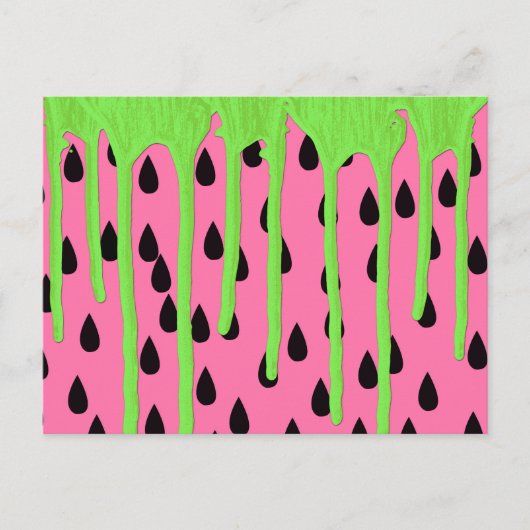 Funky Watermelon Neon Green Paint Drivers Briefkaart (Voorkant)