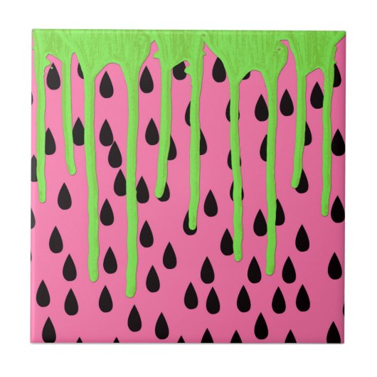 Funky Watermelon Neon Green Paint Drivers Tegeltje (Voorkant)