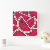 Funky watermelonwiggen vierkante klok (Huis)