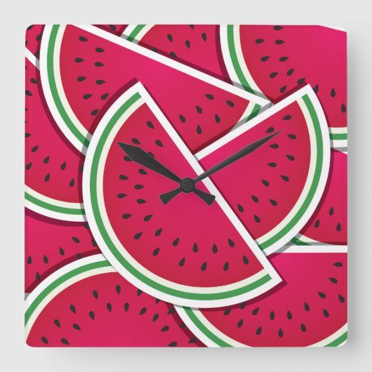 Funky watermelonwiggen vierkante klok (Voorkant)