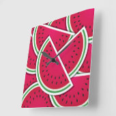 Funky watermelonwiggen vierkante klok (Hoek)