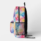 Funky Waterverf Rainbow Galaxy Monogram Bedrukte Rugzak (Rechts)
