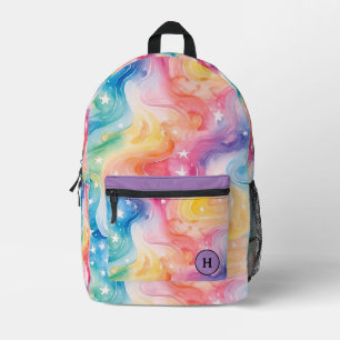 Funky Waterverf Rainbow Galaxy Monogram Bedrukte Rugzak