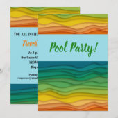 Funky Waves Hawaiian Teen Pool Birthday Kaart (Voorkant / Achterkant)