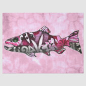 Funky Whimsical Abstracte zalm vis schilderij kuns Tissuepapier (Voorkant)