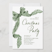 Funky Whimsical Christmas Green Bow Holiday Party Kaart (Voorkant)