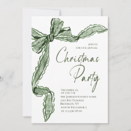 Funky Whimsical Christmas Green Bow Holiday Party Kaart