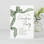Funky Whimsical Christmas Green Bow Holiday Party Kaart (Staand voorkant)