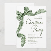 Funky Whimsical Christmas Green Bow Holiday Party Kaart (Voorkant / Achterkant)