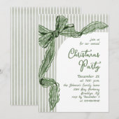 Funky Whimsical Christmas Green Bow Holiday Party Kaart (Voorkant / Achterkant)