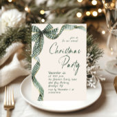 Funky Whimsical Christmas Green Bow Holiday Party Kaart