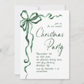 Funky Whimsical Christmas Green Bow Holiday Party Kaart (Voorkant)