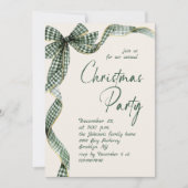 Funky Whimsical Christmas Green Bow Holiday Party Kaart (Voorkant)