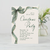 Funky Whimsical Christmas Green Bow Holiday Party Kaart (Staand voorkant)