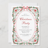 Funky Whimsical Christmas Red Bow Holiday Party Kaart (Voorkant)