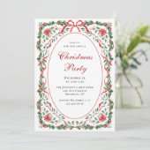 Funky Whimsical Christmas Red Bow Holiday Party Kaart (Staand voorkant)