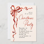 Funky Whimsical Christmas Red Bow Holiday Party Kaart (Voorkant)